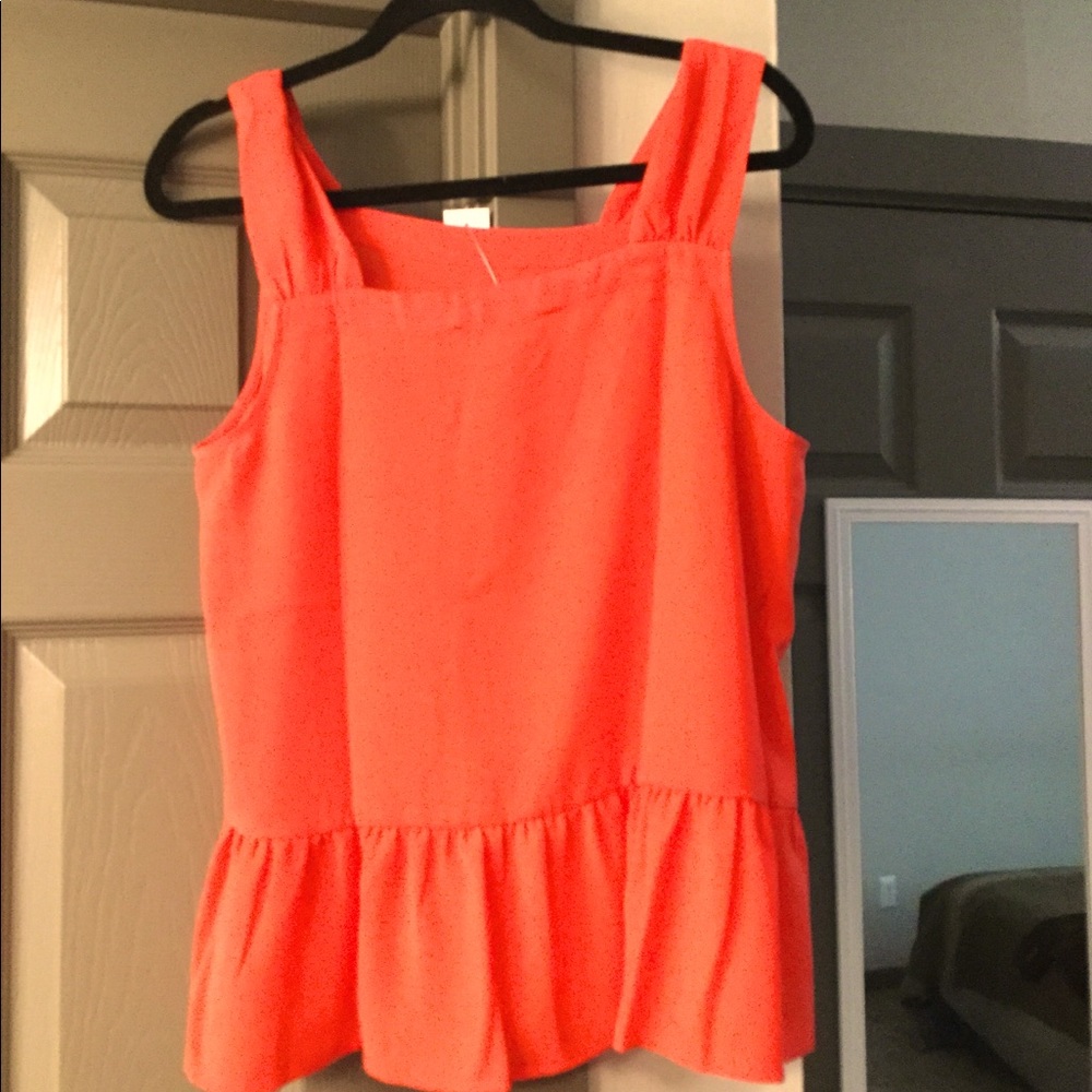 LOFT Peplum sleeveless coral top